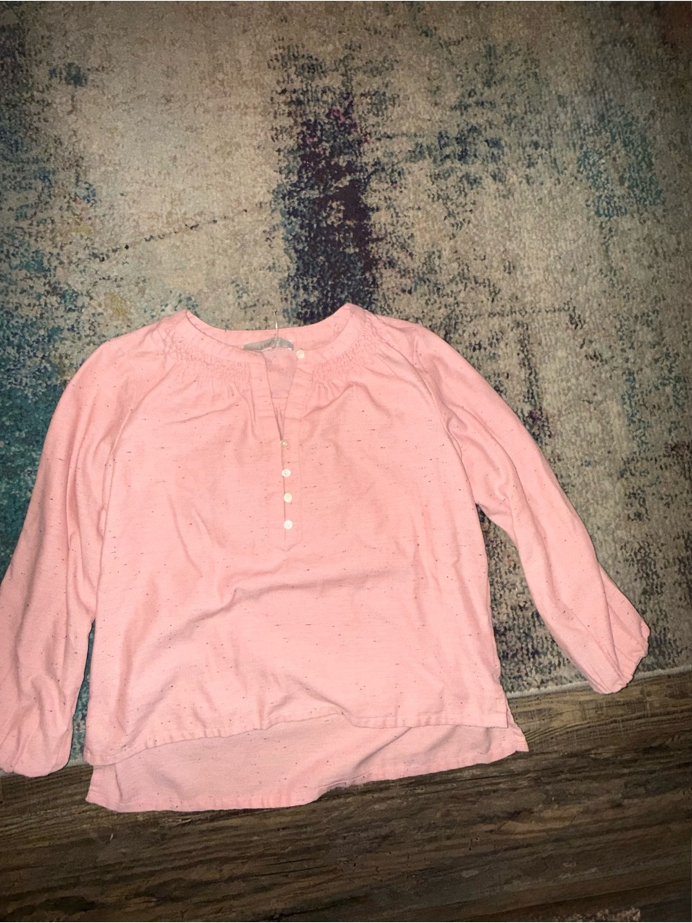 LOFT Pink Speckled Henley Top